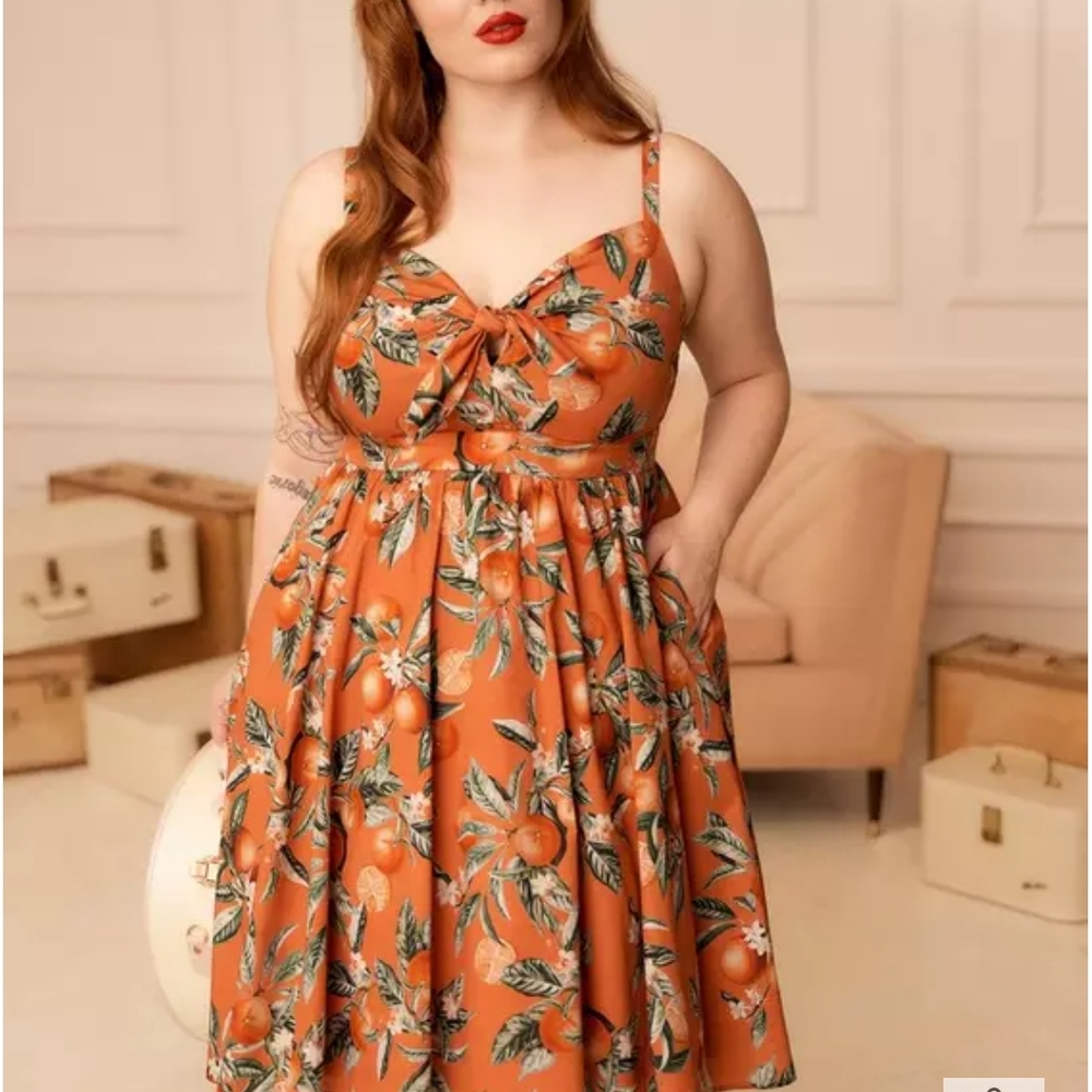 Torrid Orange Floral Midi Dress